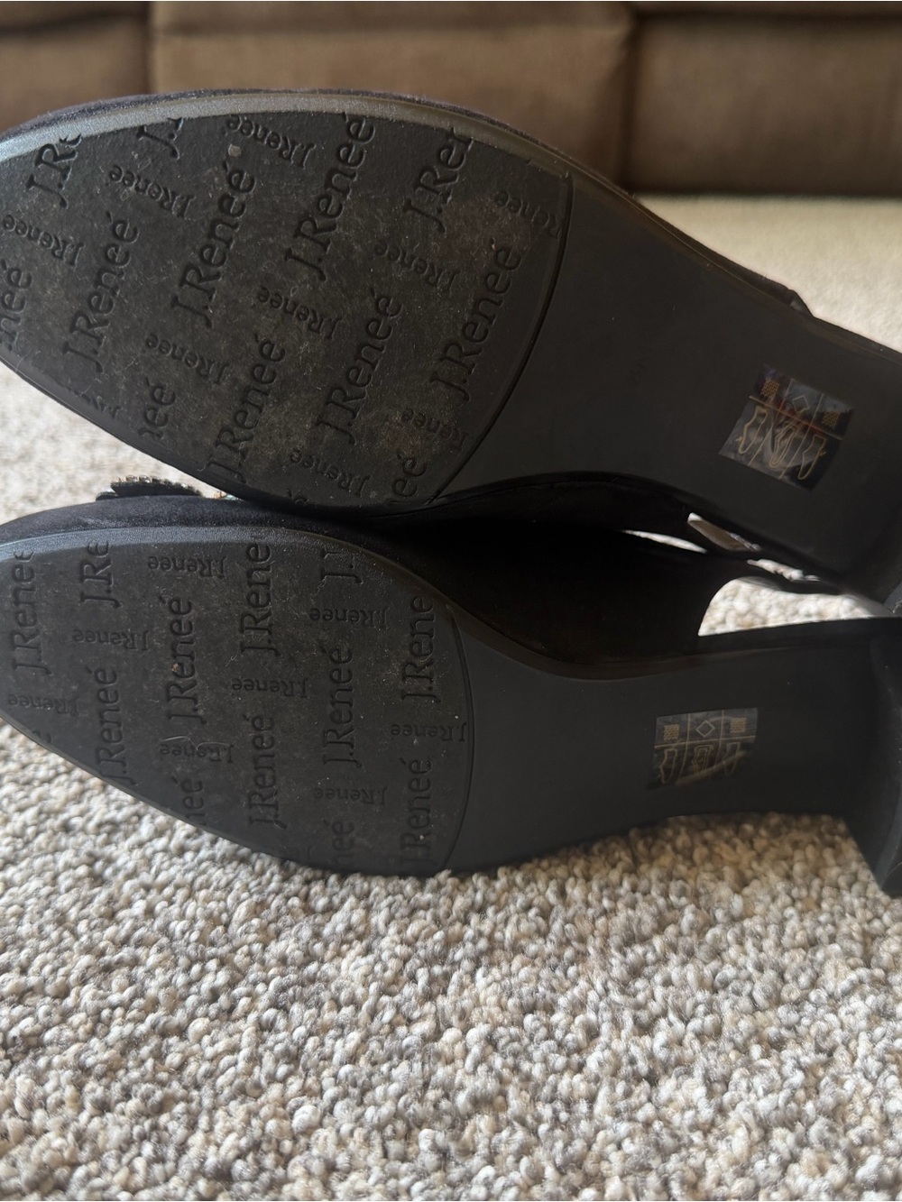 J.Renee Black Pearl & Crystal Embellished Kitten Heel Dressy Slingbacks Sz 8 - Picture 7 of 9